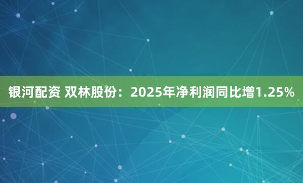 银河配资 双林股份：2025年净利润同比增1.25%