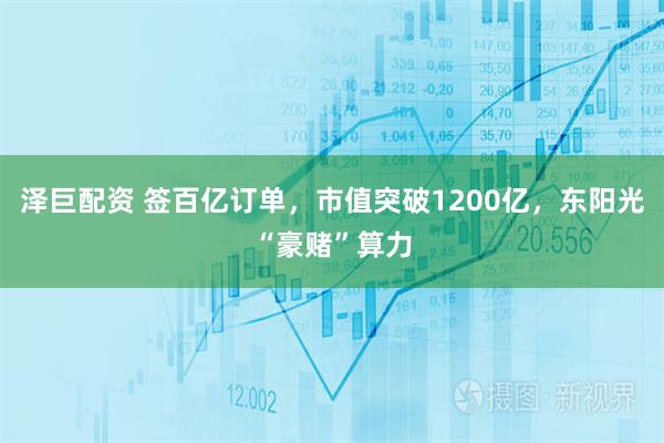 泽巨配资 签百亿订单，市值突破1200亿，东阳光“豪赌”算力